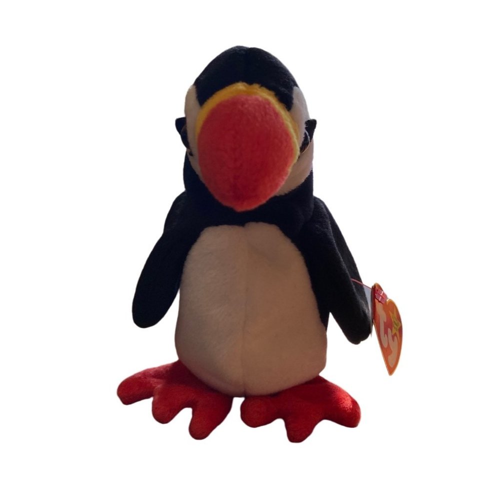 1997 Ty Puffer Beanie Babies Puffin PE Pellets Vintage Tag Errors Red Yellow Bla - Picture 2 of 10